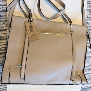 Steve Madden Taupe Tote with Gold Accents
